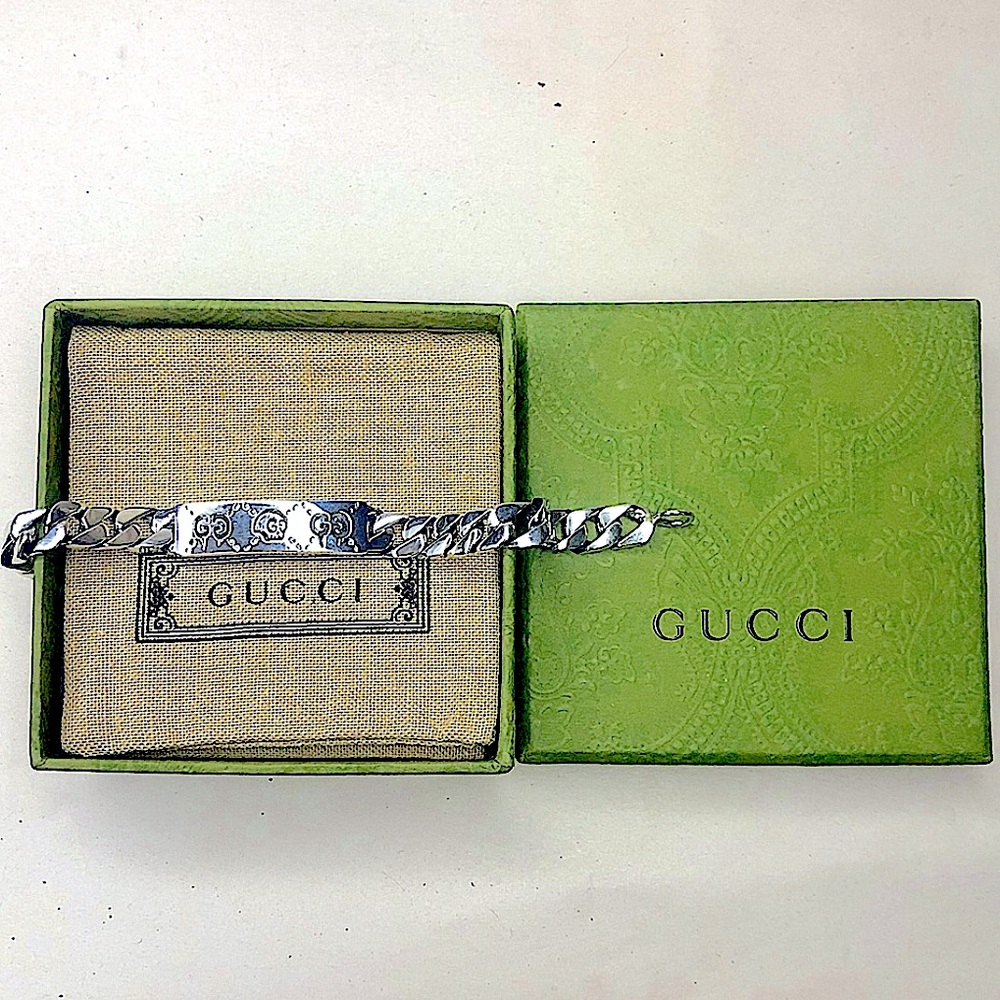 GUCCI Ghost GG Chain Link Sterling Silver 925 Bracelet Sz 20 NIB - Picture 17 of 17